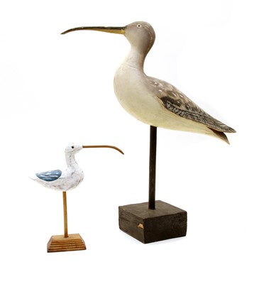 Lot 193 - A carved wooden and painted curlew