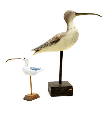 Lot 193 - A carved wooden and painted curlew