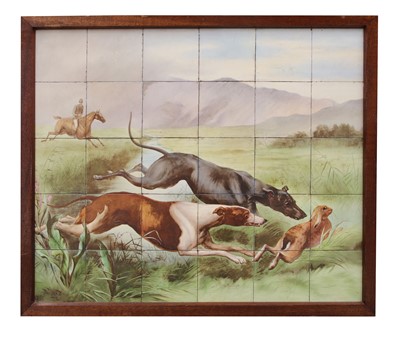 Lot 254 - A painted tile picture, late 19th century