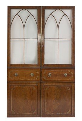 Lot 525 - A pair of George III brass strung mahogany doors
