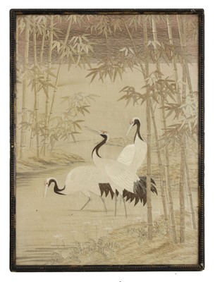 Lot 686 - A Japanese silk embroidery.