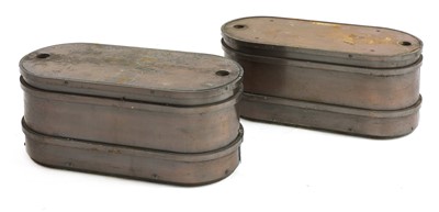 Lot 387 - A pair of bronzed steel planters/plinths