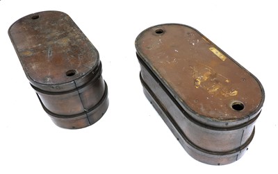 Lot 387 - A pair of bronzed steel planters/plinths