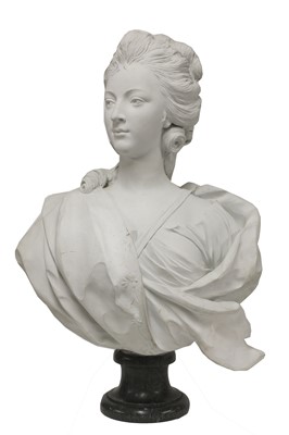 Lot 691 - An 18th century-style painted terracotta bust of a woman