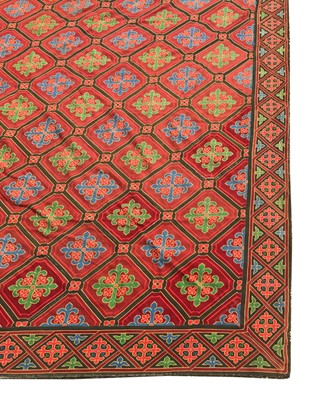 Lot 668 - A large Arts and Crafts Gothic-style needlework carpet/wall hanging