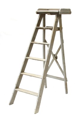 Lot 578 - A French-style grey painted stepladder
