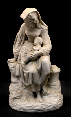 Lot 346 - Mother and Infant, a large 19th century parian figure group