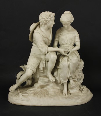 Lot 267 - Paul and Virginia, a Copeland parian figure group modelled by Cumberworth