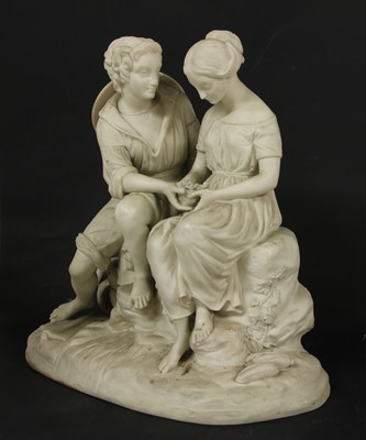 Lot 267 - Paul and Virginia, a Copeland parian figure group modelled by Cumberworth