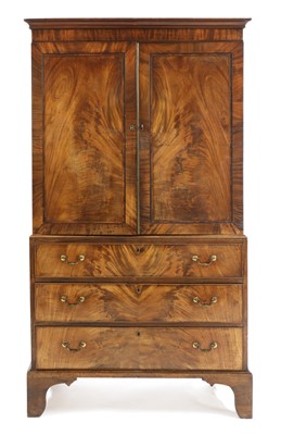 Lot 564 - A mahogany and crossbanded linen press