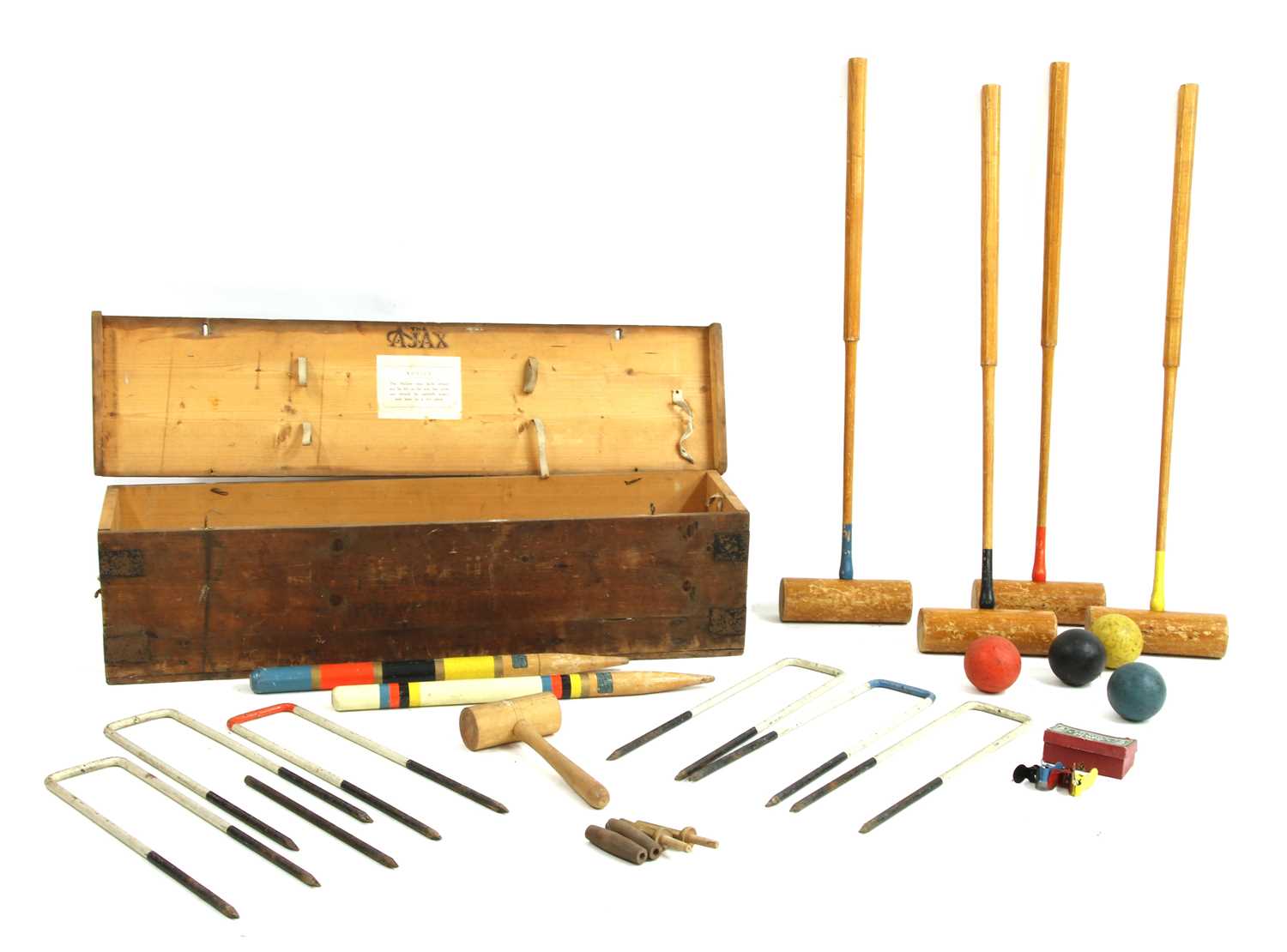 Lot 328 - A boxed 'The Ajax' croquet set