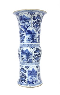 Lot 104 - A Chinese blue and white gu vase