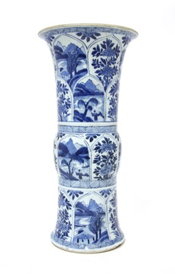 Lot 104 - A Chinese blue and white gu vase