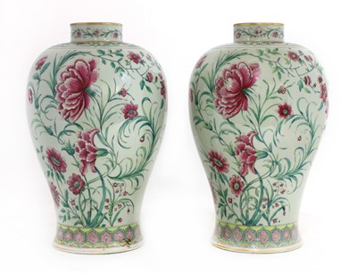 Lot 862 - A pair of porcelain baluster vases