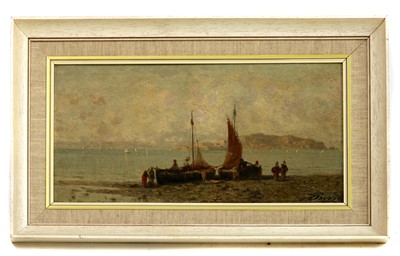 Lot 727 - F Dovera (Italian, 19th Century), Mediterranean coastal scene, oil on panel