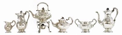 Lot 111 - A rare Arts and Crafts silver seven-piece 'Country Range' tea and coffee service