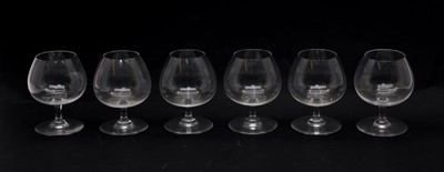 Lot 291 - A boxed set of six Baccarat brandy glasses