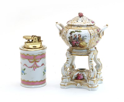 Lot 444 - A Vienna porcelain miniature pot pourri on stand