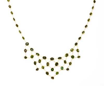 Lot 315 - A gold tourmaline bib-style necklace