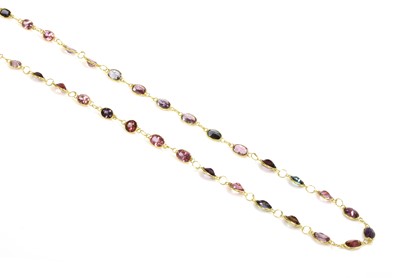 Lot 313 - A gold varicoloured spinel rivière necklace