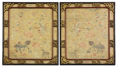Lot 328 - A pair of Chinese embroidered panels