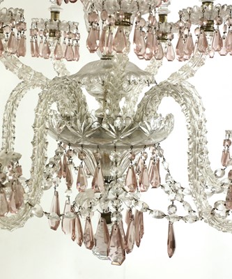 Lot 889 - A French five-branch amethyst and cut-glass chandelier