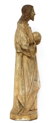Lot 702 - A Continental carved and painted pine figure of Christ as Salvator Mundi
