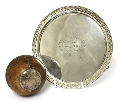 Lot 23 - A Victorian silver-mounted cricket ball