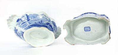 Lot 261 - A blue and white pottery dog bowl
