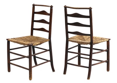 Lot 201 - A pair of ash and elm ladderback side chairs