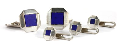 Lot 137 - A Georg Jensen sterling silver lapis lazuli dress set
