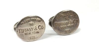 Lot 138 - A pair of silver 'Return to Tiffany' cufflinks, by Tiffany & Co
