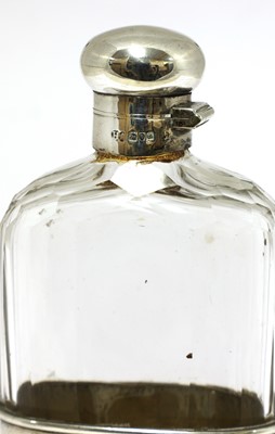 Lot 4 - An Edwardian cut-glass and silver-mounted hip flask