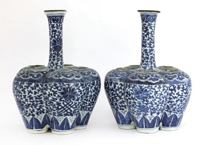 Lot 108 - A pair of Chinese blue and white tulip vases