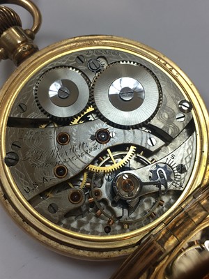 Lot 226 - A rolled gold Waltham Bartlett half hunter pocket watch