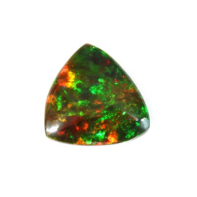 Lot 129 - An unmounted triangular black opal
