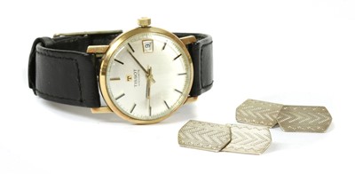 Lot 164 - A mid-size 9ct gold Tissot 'Visodate' mechanical strap watch, c.1980
