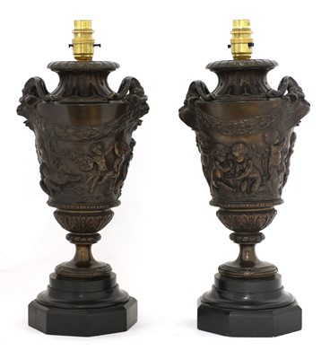 Lot 272 - A pair of bronze table lamps