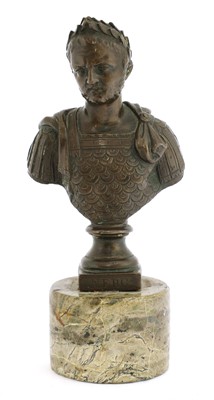 Lot 845 - A miniature French bronze bust of Nero