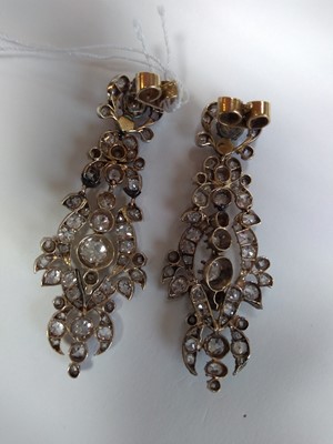 Lot 45 - A pair of late Georgian diamond set drop earrings