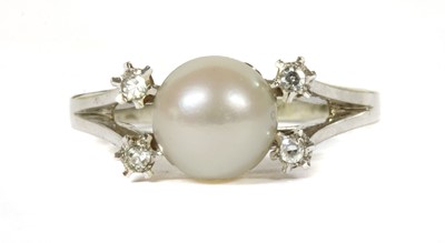 Lot 72 - A French 18ct white gold cultured pearl and diamond ring