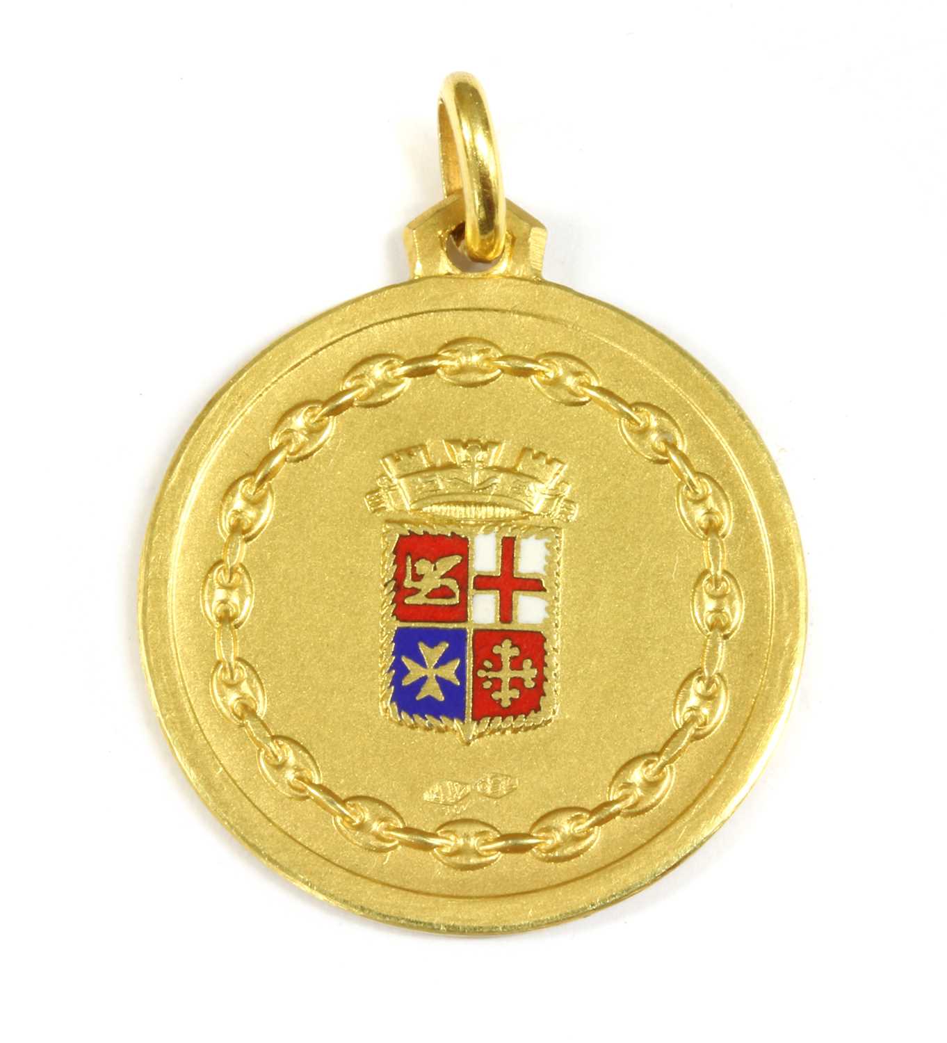 Lot 45 - An Italian gold enamel Naval yacht school medal
