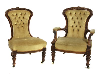 Lot 494 - A Victorian mahogany elbow chair