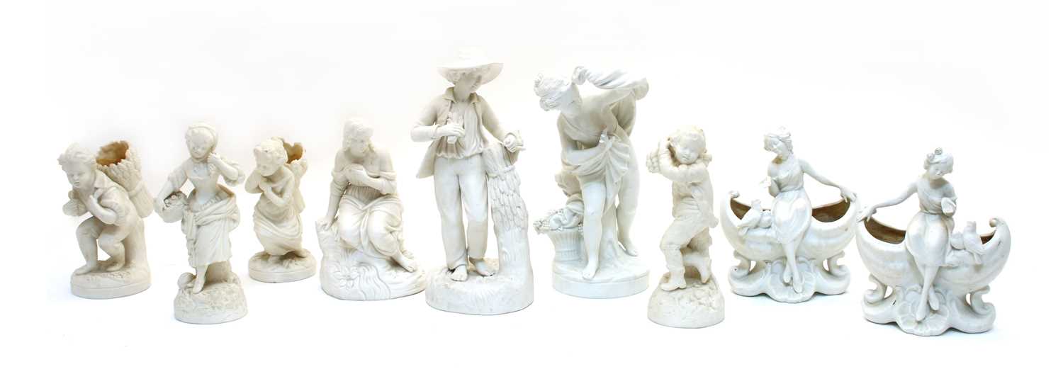Lot 211 - A collection of Parian figures