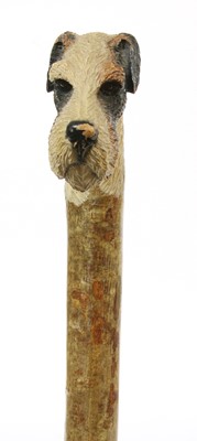 Lot 756 - A walking stick with a fox terrier's head
