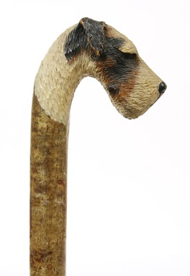 Lot 756 - A walking stick with a fox terrier's head