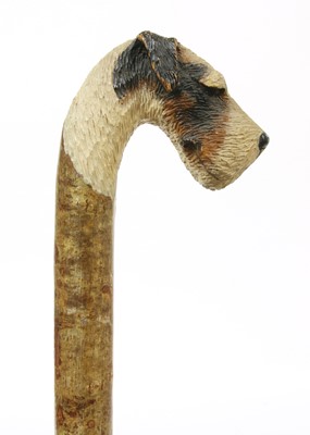 Lot 756 - A walking stick with a fox terrier's head