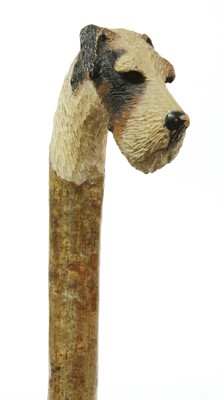 Lot 756 - A walking stick with a fox terrier's head