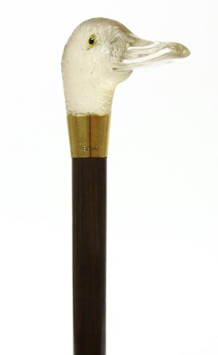 Lot 750 - A Brigg walking stick with glass duck's head handle
