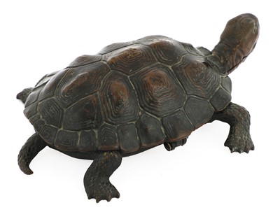 Lot 746 - A French bronze tortoise inkwell
